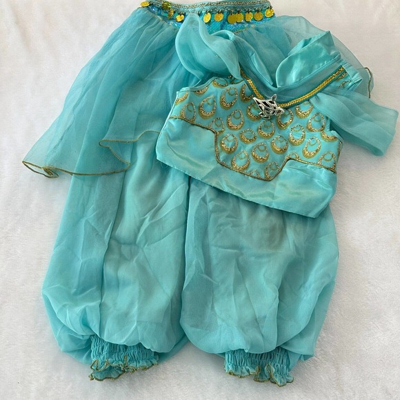 Disney Other - Disney Store Aladdin Princess Jasmine Size 4 Costume Halloween 2Pc Blue Glitter
